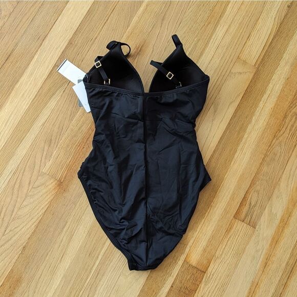 La Blanca Black Island Goddess Twist Keyhole One Piece Swimsuit Bathing suit NWT - Picture 2 of 6